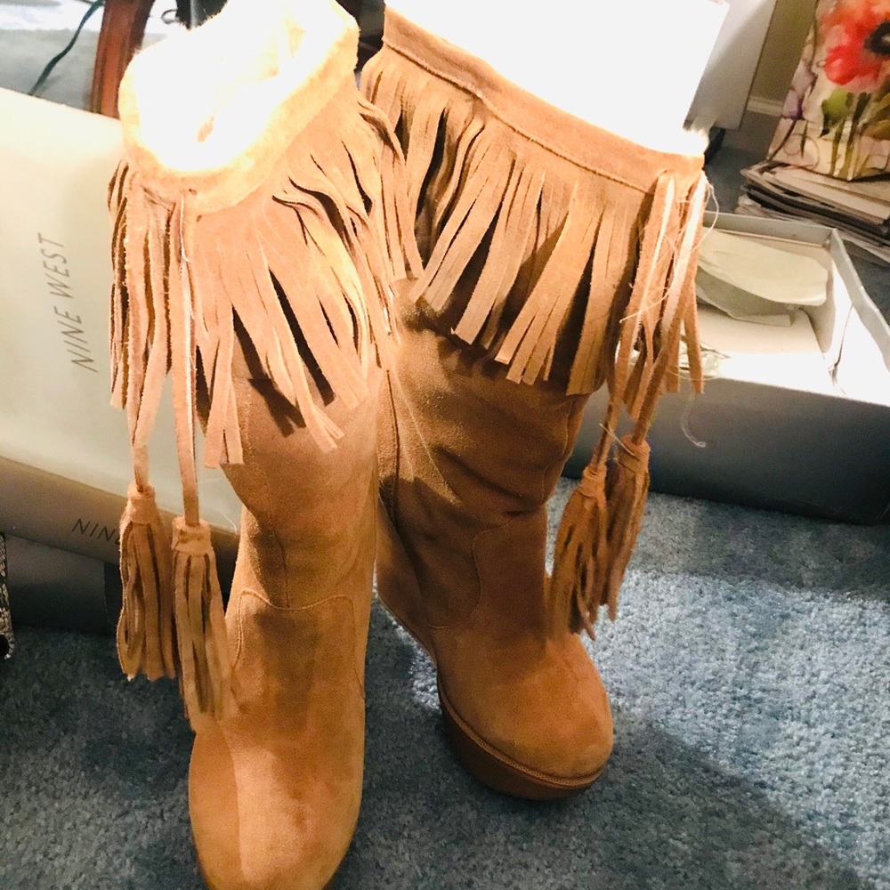 Suede Tassel Wedges
